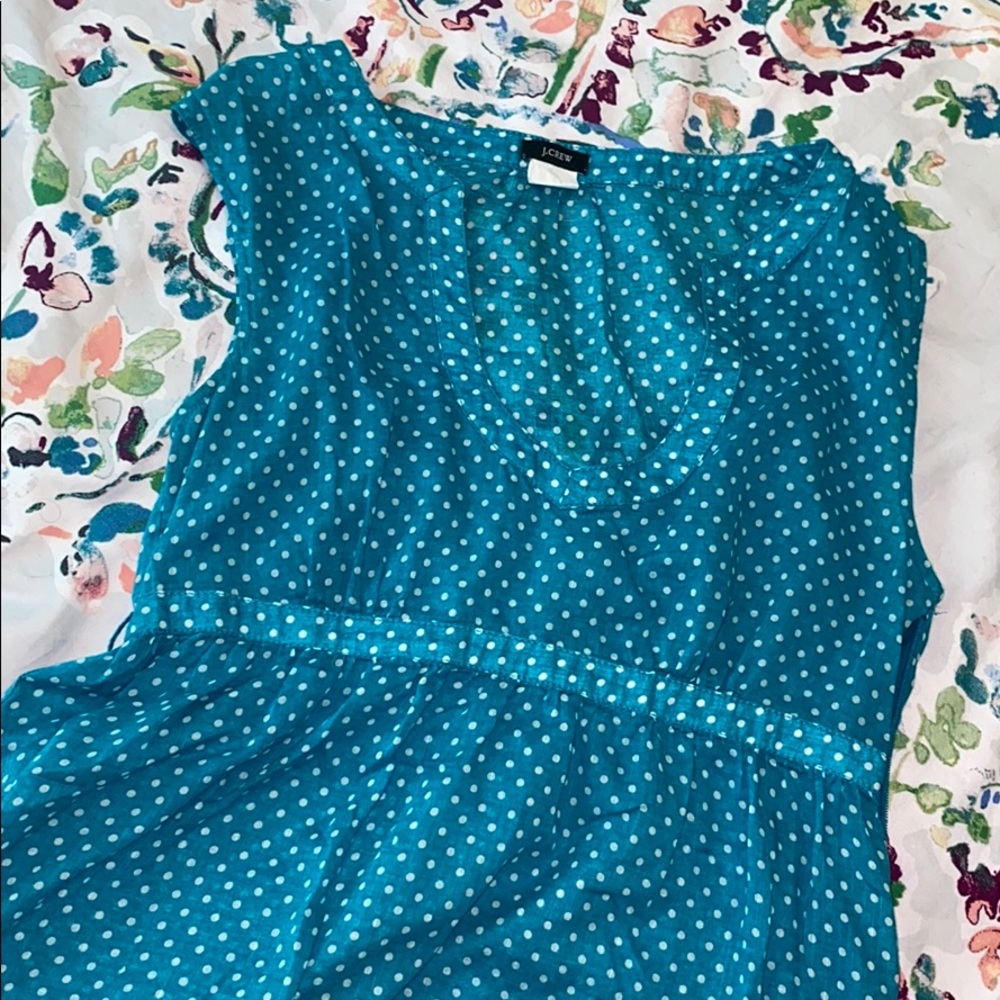 J.Crew Blue Polka Dotted Top